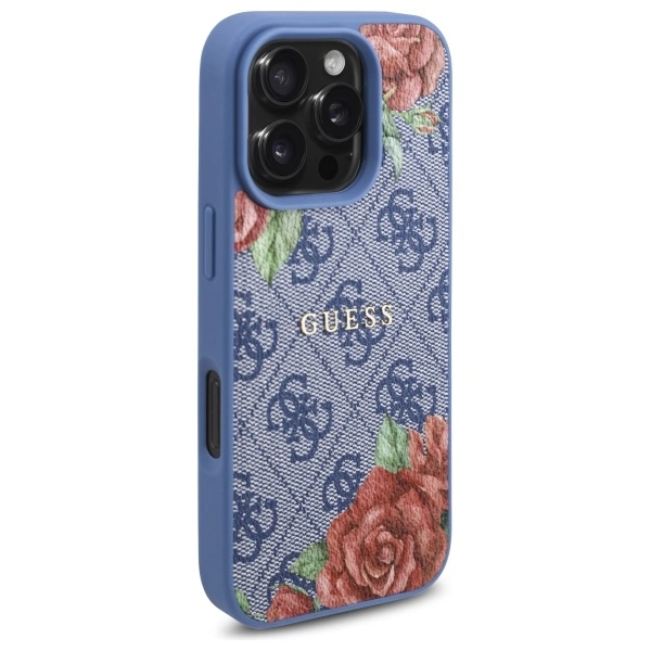 Kryt Guess GUHMP16XP4ROPEMCB Apple iPhone 16 Pro Max hardcase 4G Flowers Print MagSafe blue