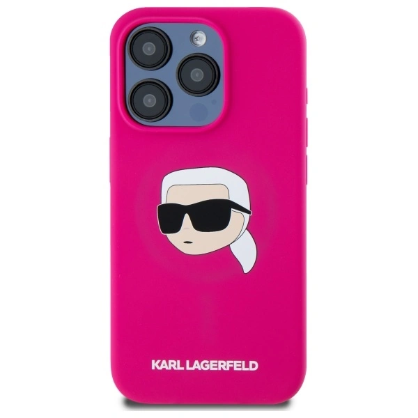 Kryt Karl Lagerfeld KLHMP15LSKHPPLF Apple iPhone 15 Pro hardcase Silicone Karl Head Print MagSafe fuschia