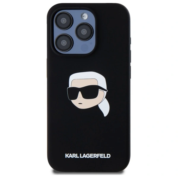 Kryt Karl Lagerfeld KLHMP15LSKHPPLK Apple iPhone 15 Pro hardcase Silicone Karl Head Print MagSafe black