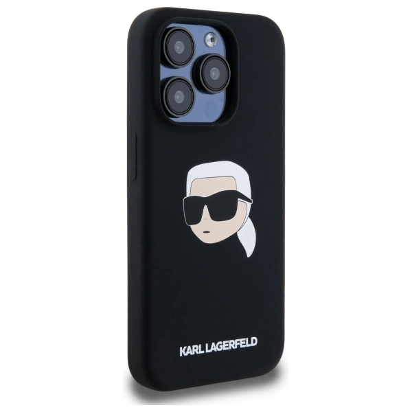 Kryt Karl Lagerfeld KLHMP15LSKHPPLK Apple iPhone 15 Pro hardcase Silicone Karl Head Print MagSafe black