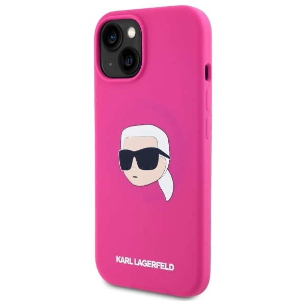Kryt Karl Lagerfeld KLHMP15SSKHPPLF Apple iPhone 15 hardcase Silicone Karl Head Print MagSafe fuschia
