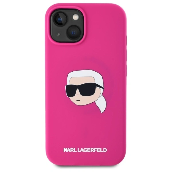 Kryt Karl Lagerfeld KLHMP15SSKHPPLF Apple iPhone 15 hardcase Silicone Karl Head Print MagSafe fuschia