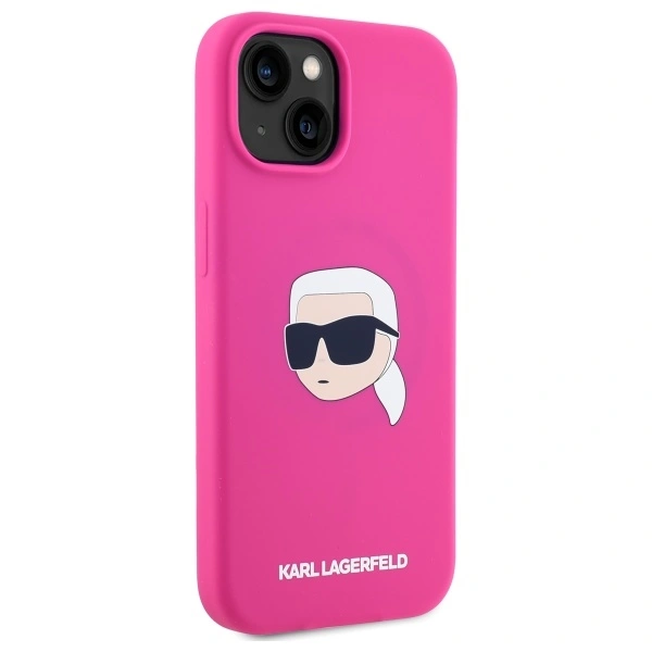 Kryt Karl Lagerfeld KLHMP15SSKHPPLF Apple iPhone 15 hardcase Silicone Karl Head Print MagSafe fuschia