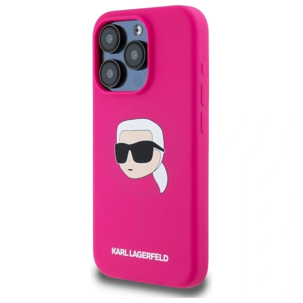 Kryt Karl Lagerfeld KLHMP15XSKHPPLF Apple iPhone 15 Pro Max hardcase Silicone Karl Head Print MagSafe fuschia