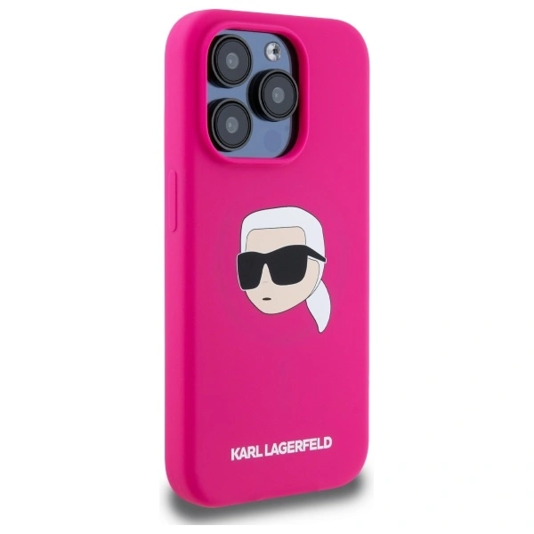 Kryt Karl Lagerfeld KLHMP15XSKHPPLF Apple iPhone 15 Pro Max hardcase Silicone Karl Head Print MagSafe fuschia