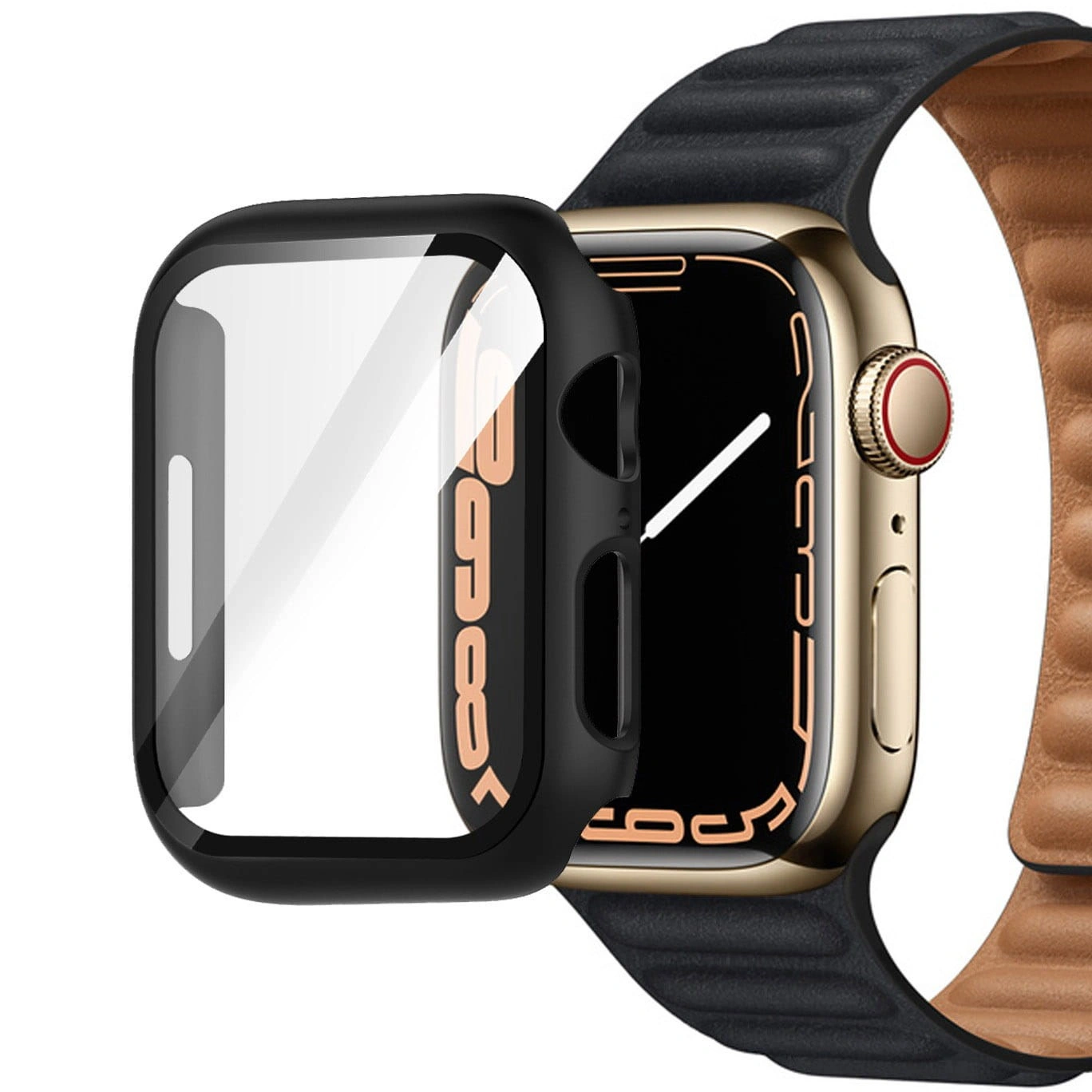 Bizon Case Case + Glass Set Apple Watch 8/7 45mm black