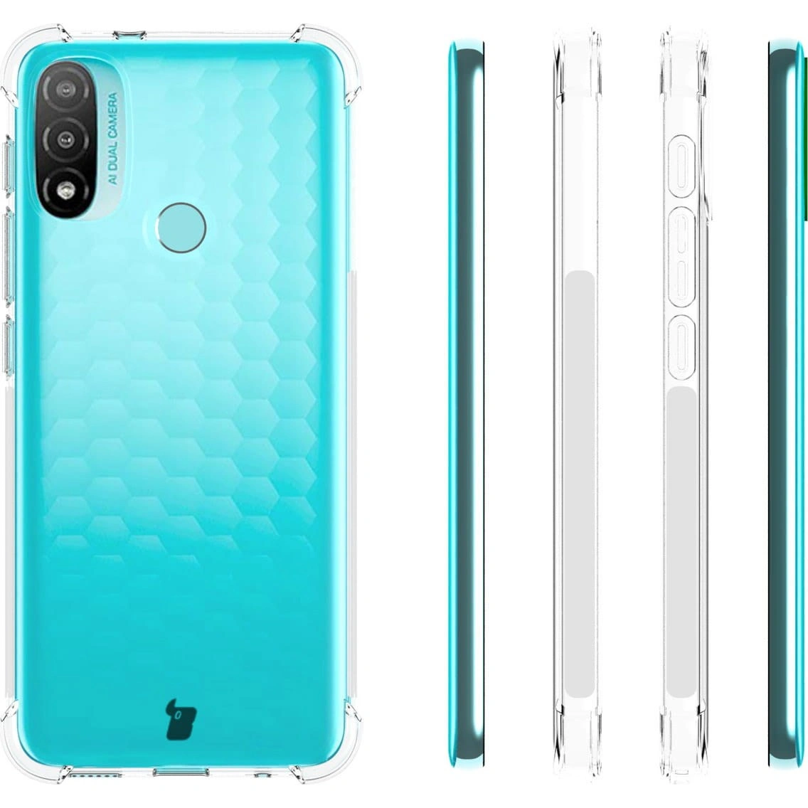 Kryt Bizon Case Clear Pack case + 2x screen glass + lens glass Moto E20 clear