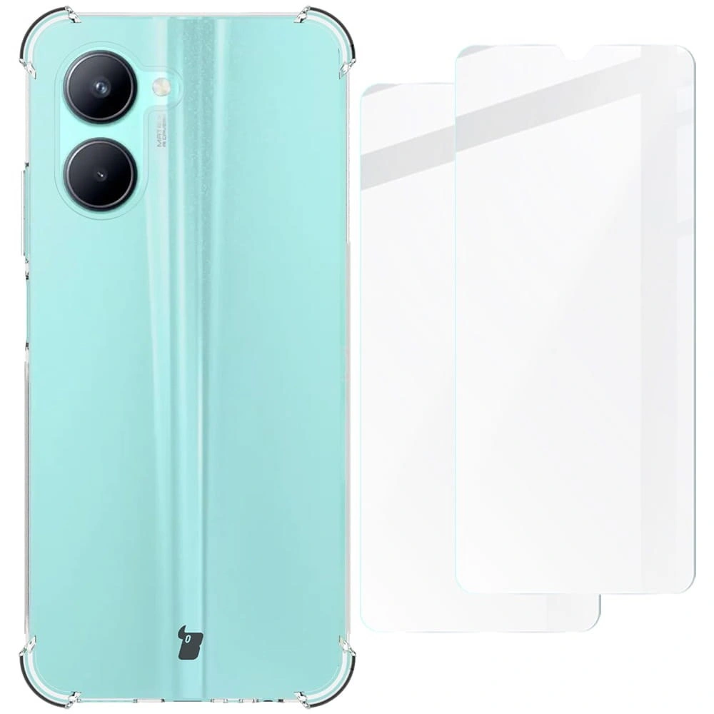 Kryt Bizon Case Clear Pack case + 2x screen glass Realme C33 clear