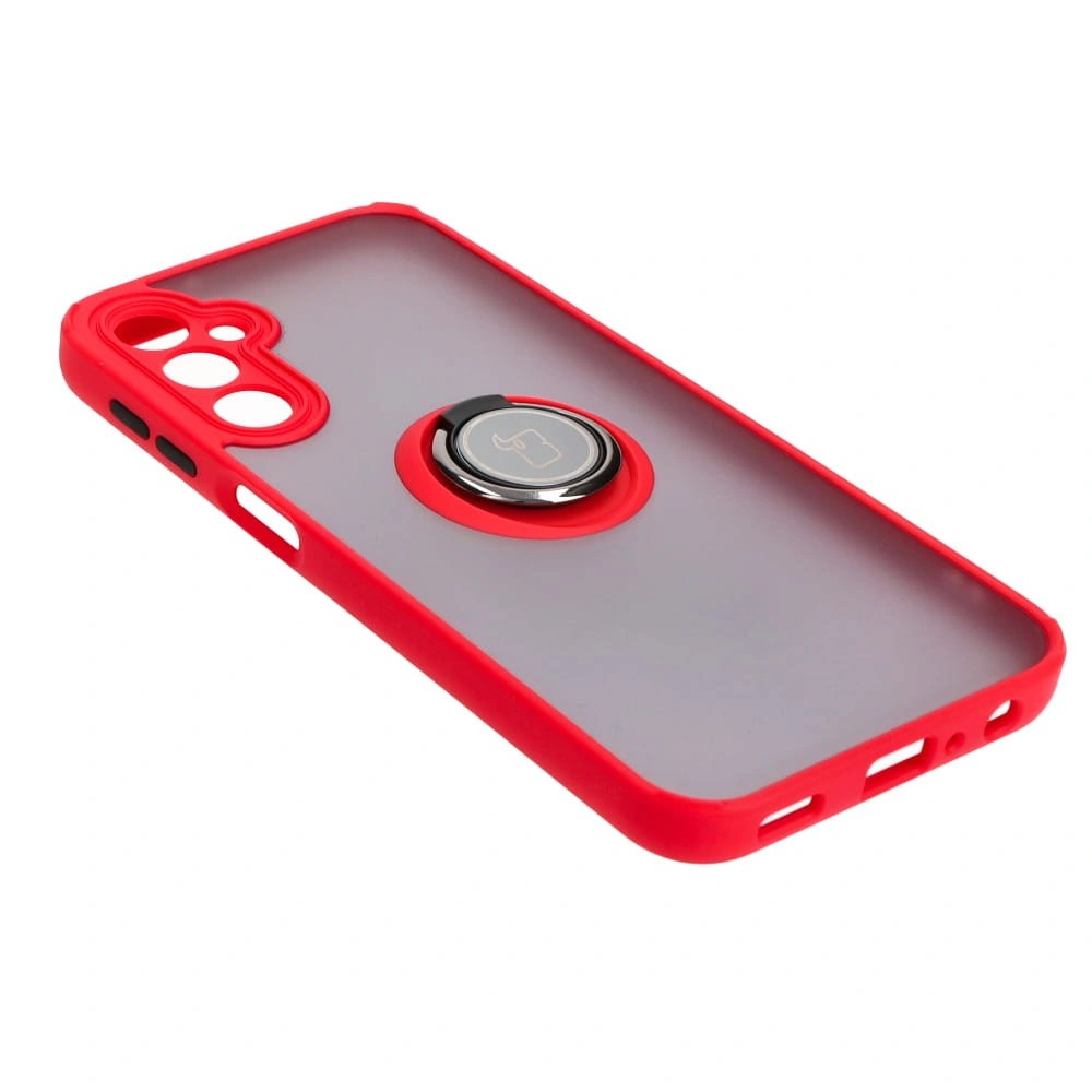 Kryt Bizon Case Hybrid Ring Samsung Galaxy A24 4G smoky with a red frame
