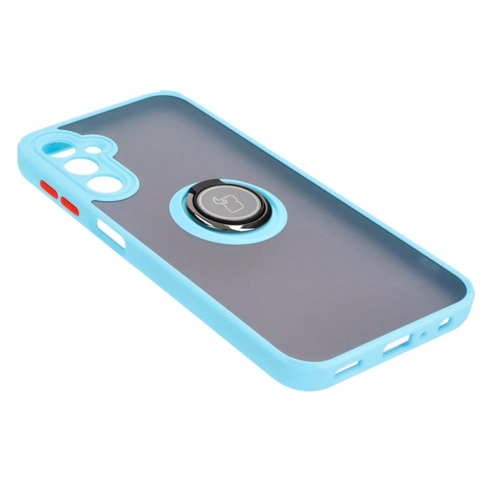 Kryt Bizon Case Hybrid Ring Samsung Galaxy A24 4G smoky with a light blue frame