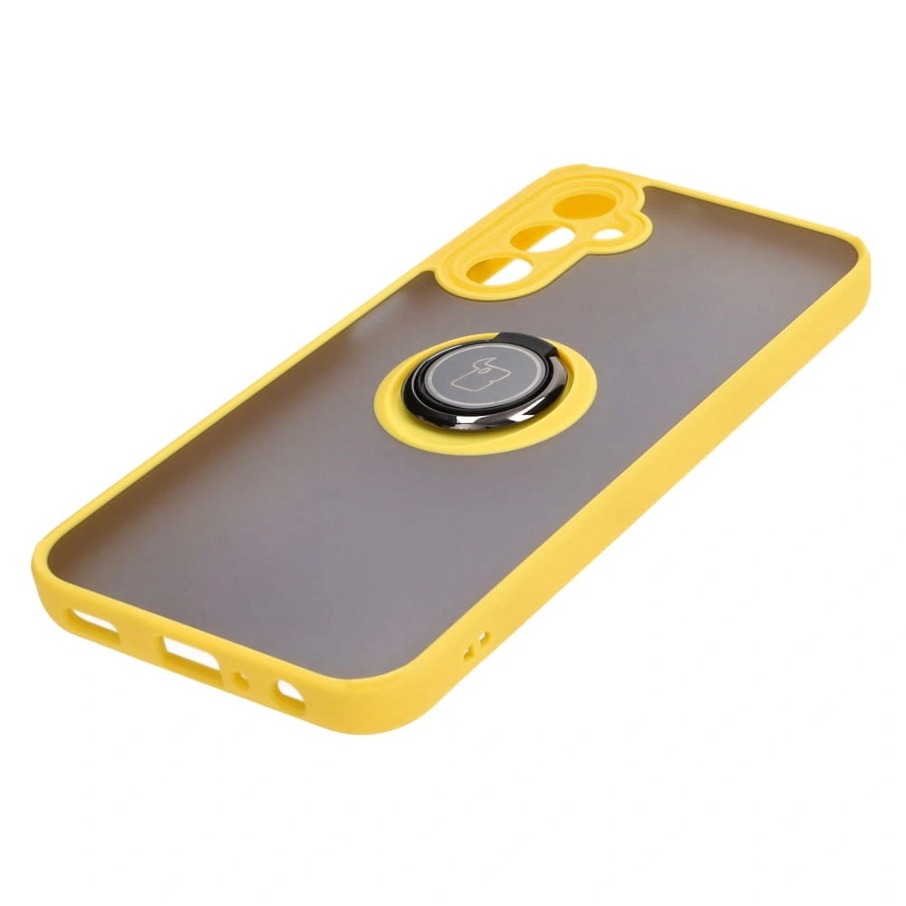 Kryt Bizon Case Hybrid Ring Samsung Galaxy A24 4G smoky with a yellow frame