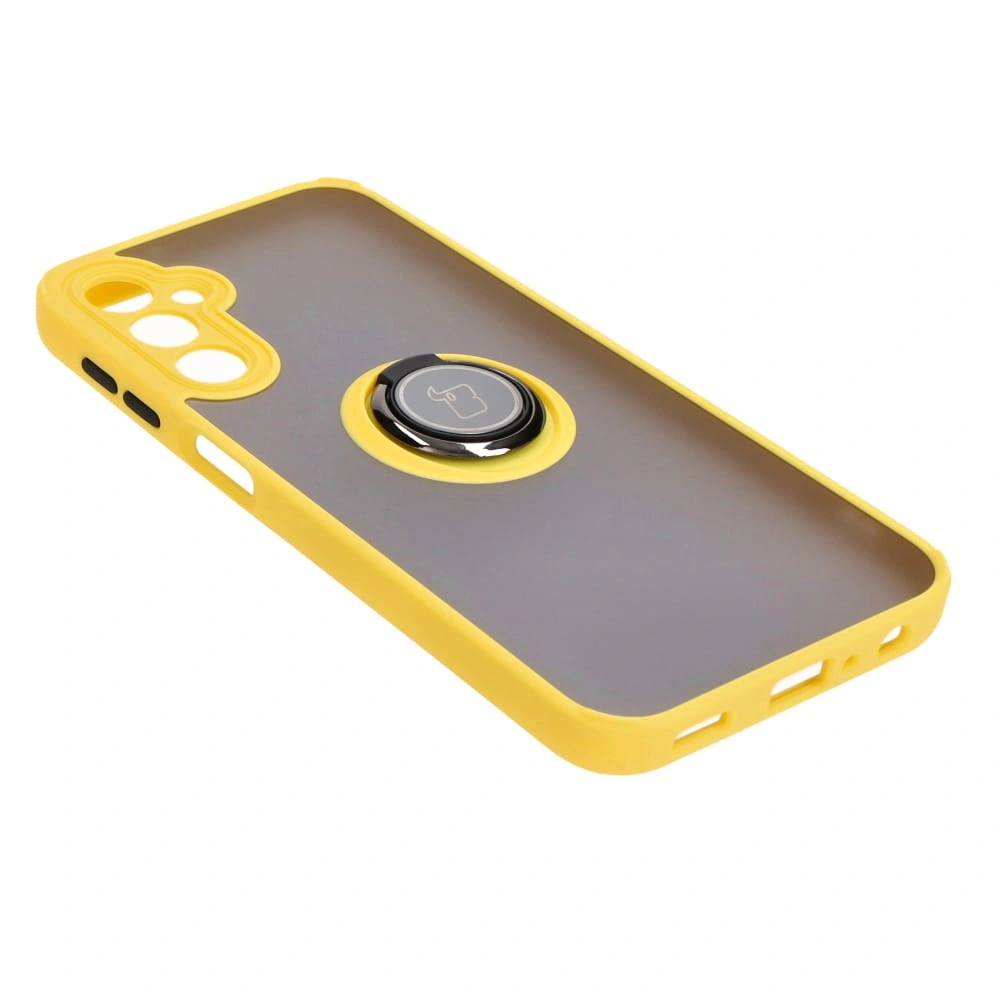 Kryt Bizon Case Hybrid Ring Samsung Galaxy A24 4G smoky with a yellow frame