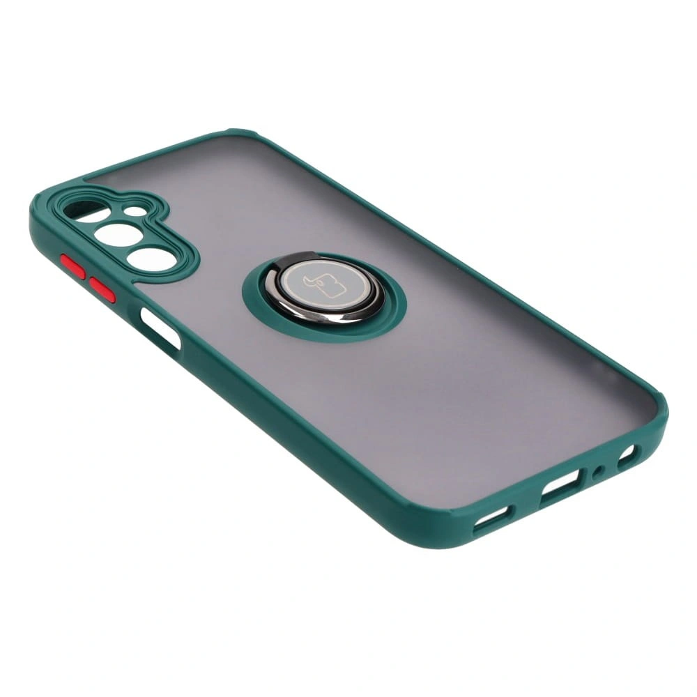 Kryt Bizon Case Hybrid Ring Samsung Galaxy A24 4G smoky with a dark green frame