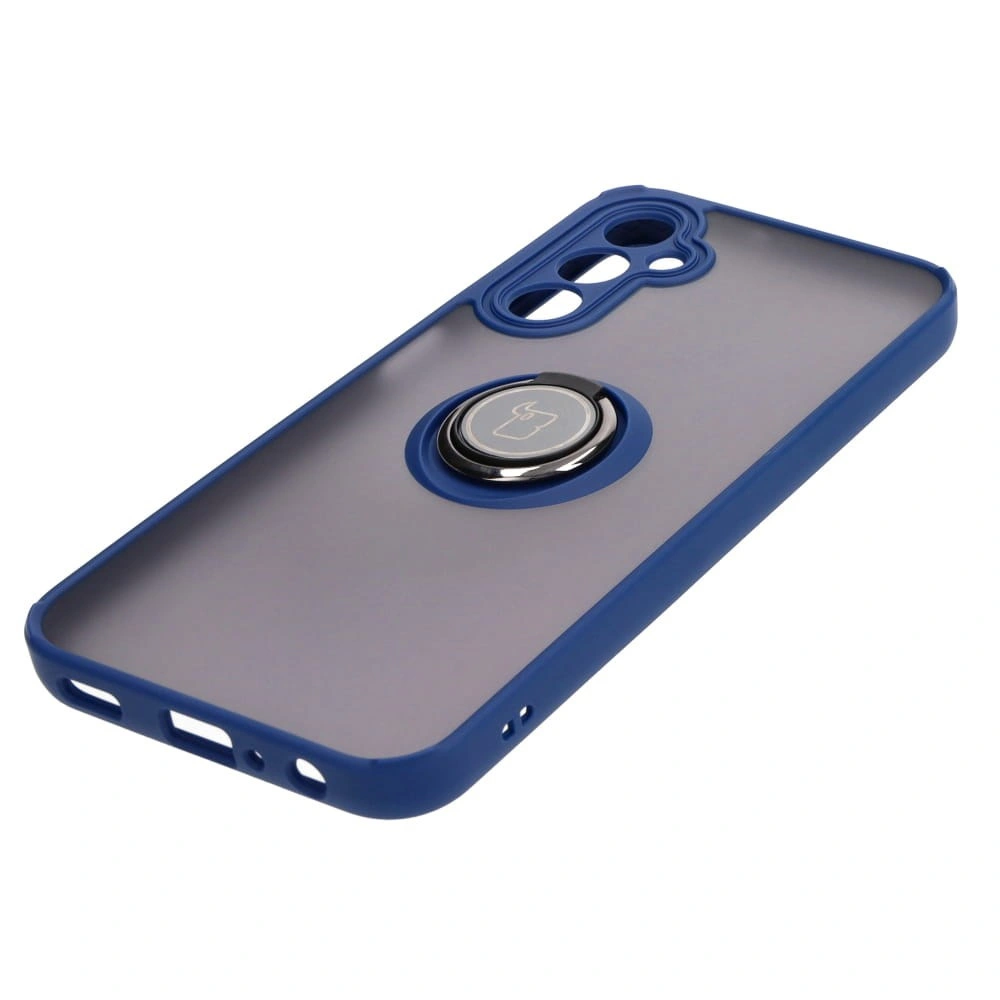 Kryt Bizon Case Hybrid Ring Samsung Galaxy A24 4G smoky with a navy blue frame