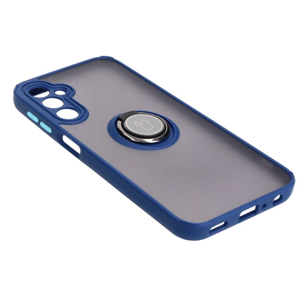 Kryt Bizon Case Hybrid Ring Samsung Galaxy A24 4G smoky with a navy blue frame