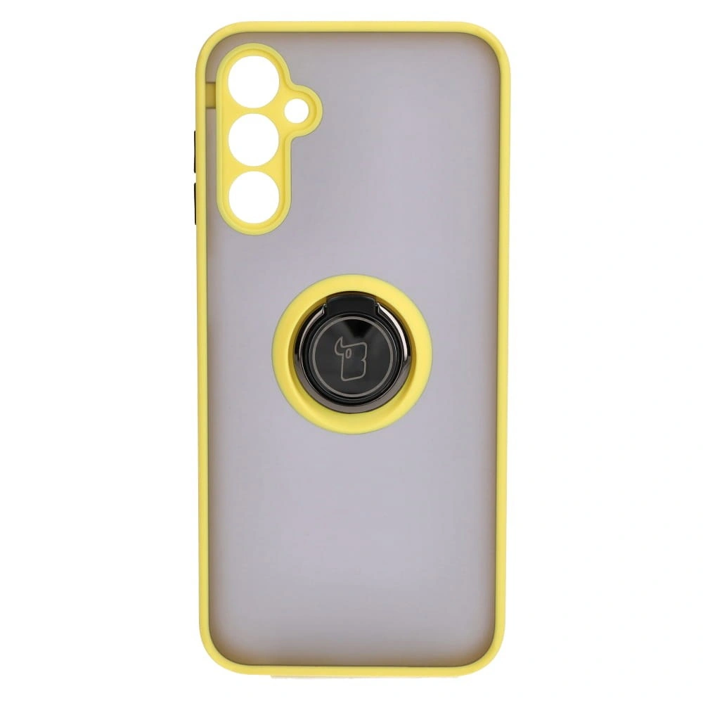 Kryt Bizon Case Hybrid Ring Samsung Galaxy M14 5G smoky with a yellow frame