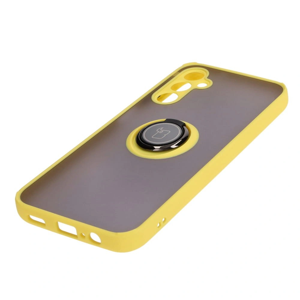 Kryt Bizon Case Hybrid Ring Samsung Galaxy M14 5G smoky with a yellow frame
