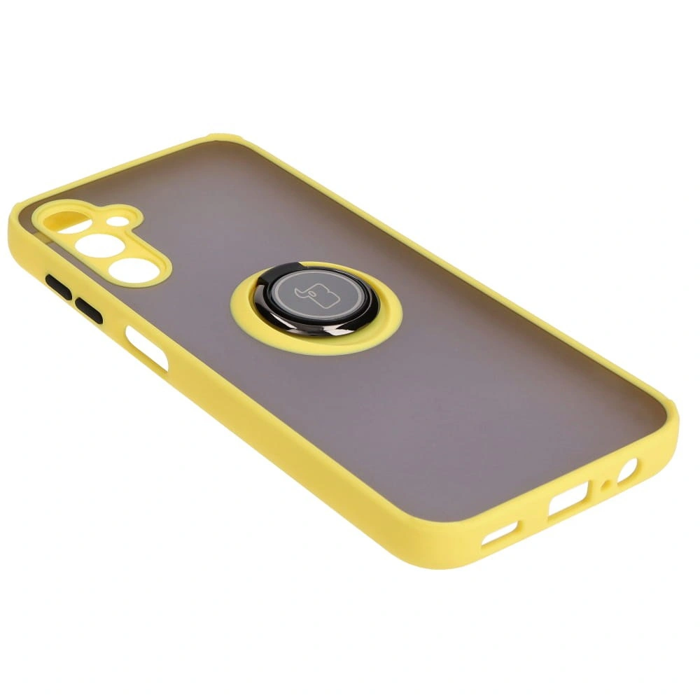 Kryt Bizon Case Hybrid Ring Samsung Galaxy M14 5G smoky with a yellow frame