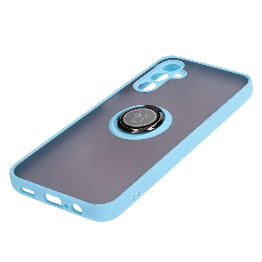 Kryt Bizon Case Hybrid Ring Samsung Galaxy M14 5G smoky with a light blue frame