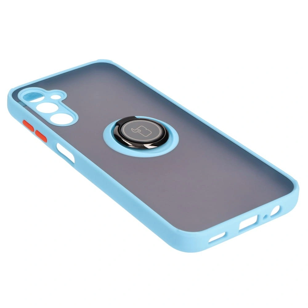 Kryt Bizon Case Hybrid Ring Samsung Galaxy M14 5G smoky with a light blue frame