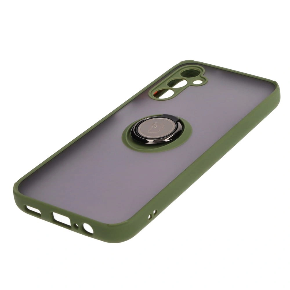 Kryt Bizon Case Hybrid Ring Samsung Galaxy M14 5G smoky with a green frame