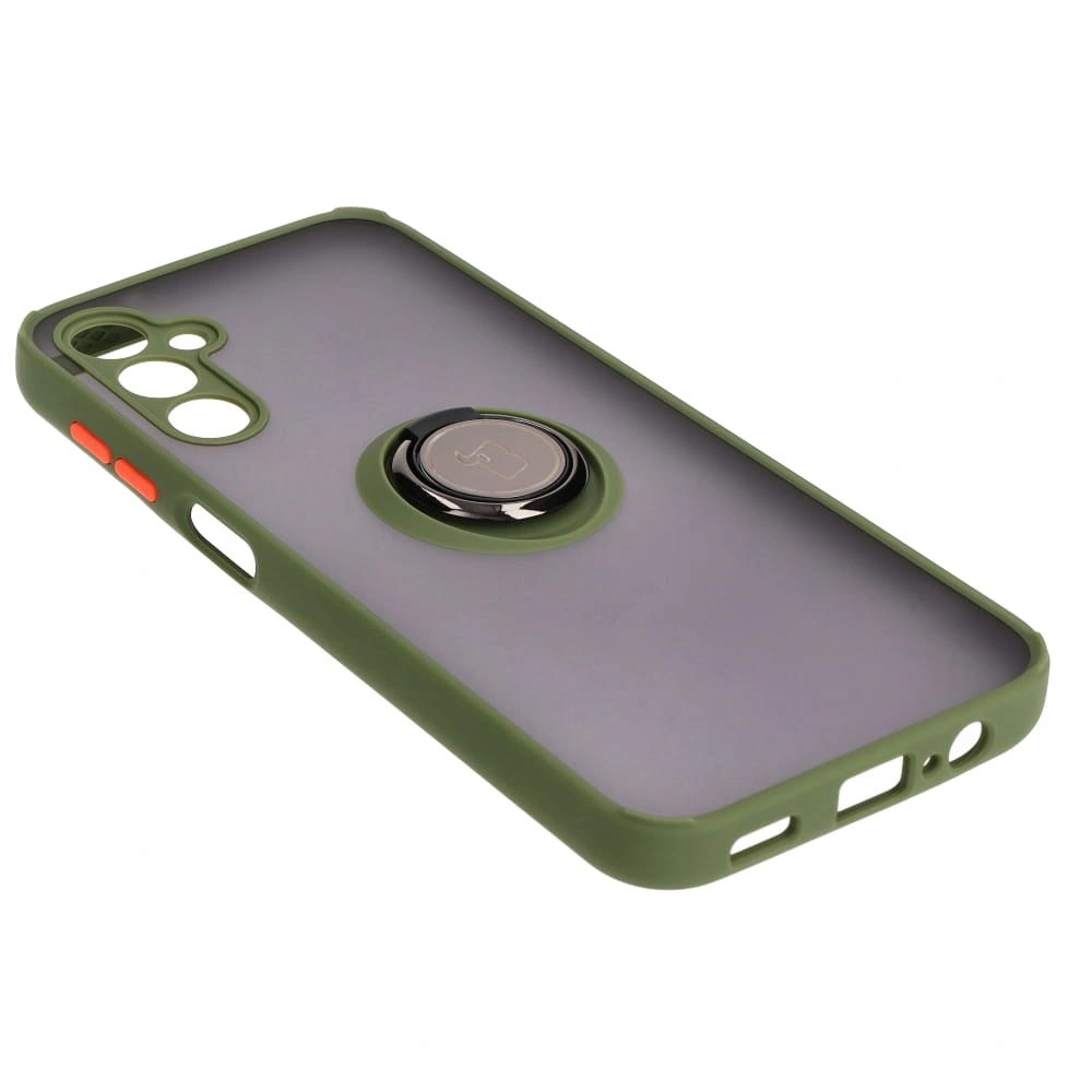 Kryt Bizon Case Hybrid Ring Samsung Galaxy M14 5G smoky with a green frame