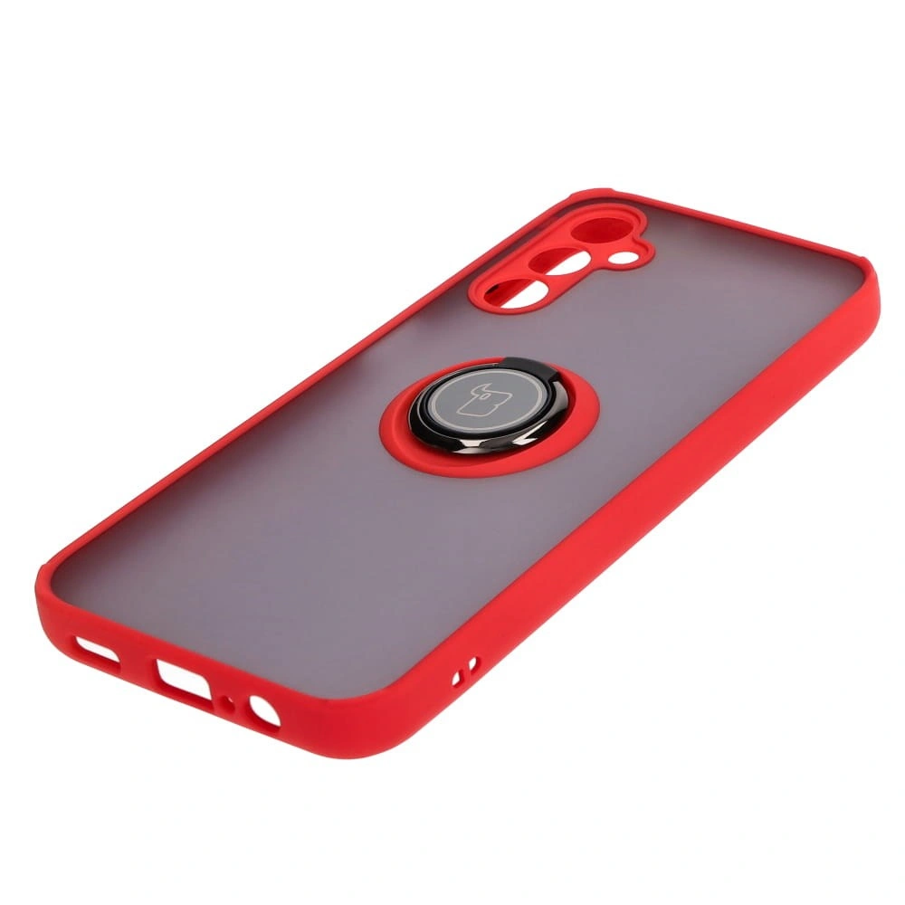 Kryt Bizon Case Hybrid Ring Samsung Galaxy M14 5G smoky with a red frame