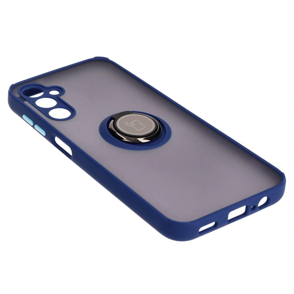 Kryt Bizon Case Hybrid Ring Samsung Galaxy M14 5G smoky with a navy blue frame