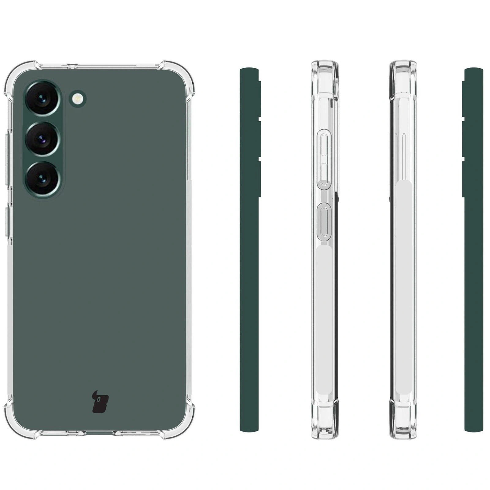 Kryt Bizon Case Clear Pack case + 2x screen glass + lens glass Samsung Galaxy S23 Plus clear
