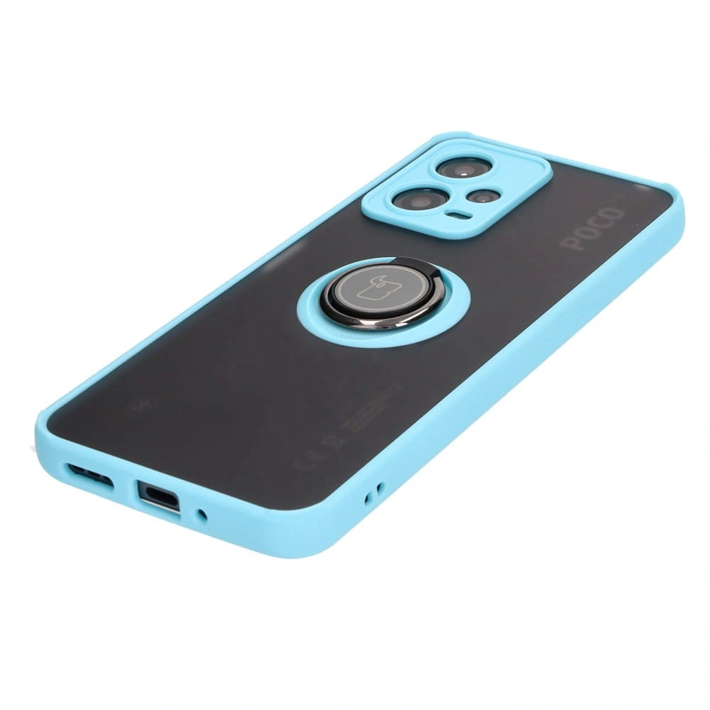 Kryt Bizon Case Hybrid Ring Xiaomi Poco X5 / Redmi Note 12 5G smoky with a light blue frame