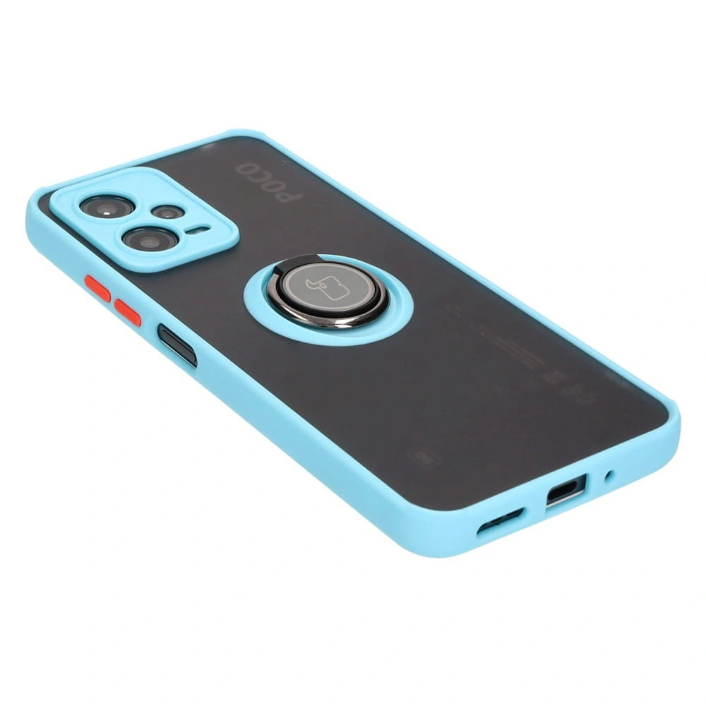 Kryt Bizon Case Hybrid Ring Xiaomi Poco X5 / Redmi Note 12 5G smoky with a light blue frame