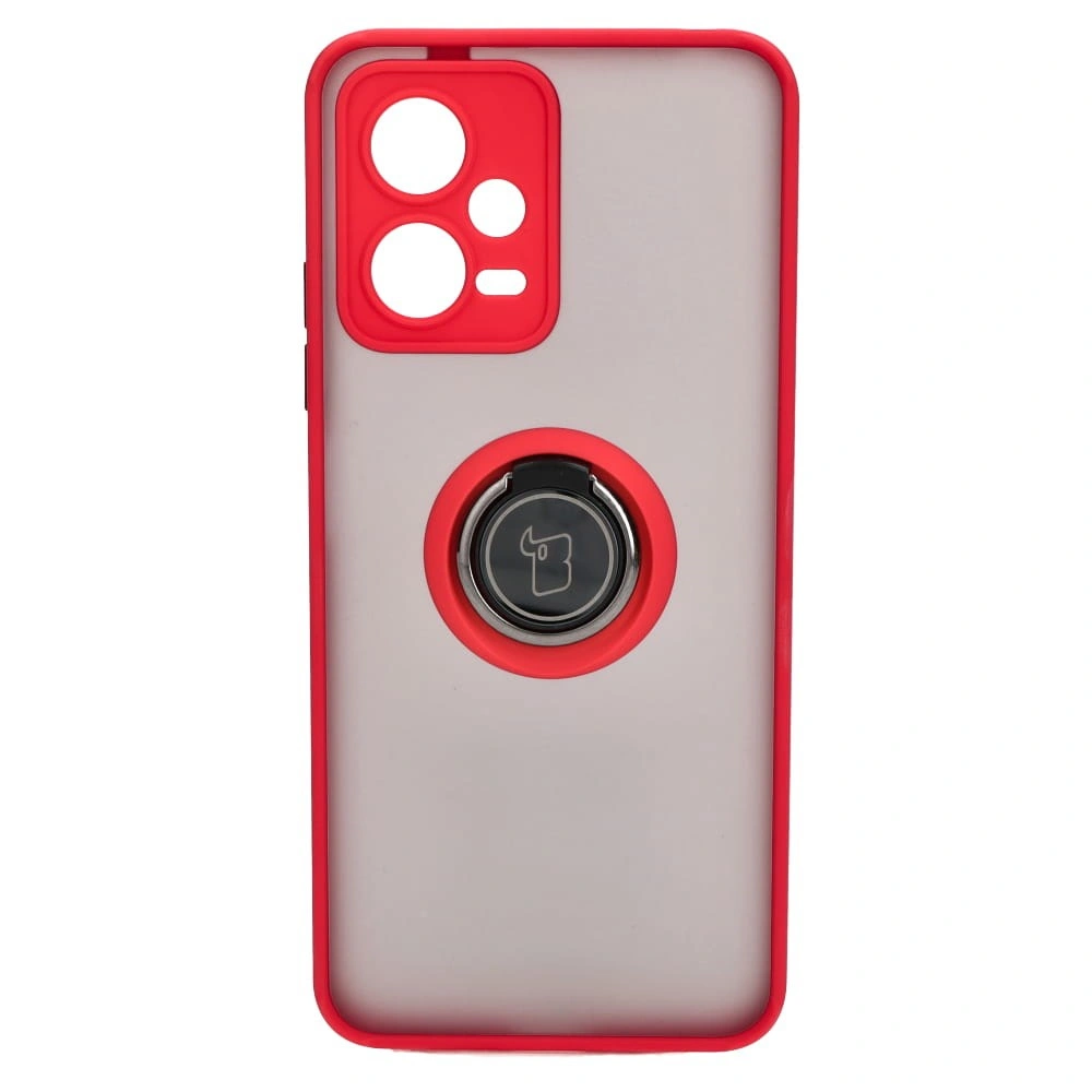 Kryt Bizon Case Hybrid Ring Xiaomi Poco X5 / Redmi Note 12 5G smoky with a red frame