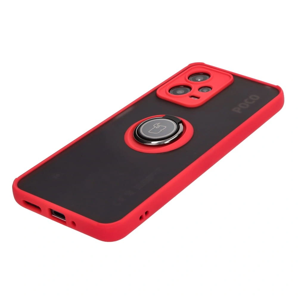 Kryt Bizon Case Hybrid Ring Xiaomi Poco X5 / Redmi Note 12 5G smoky with a red frame