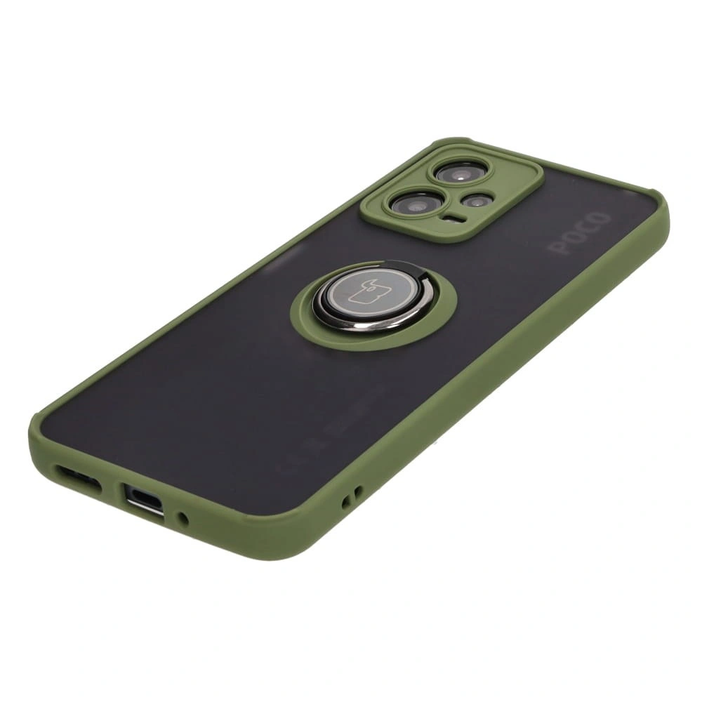 Kryt Bizon Case Hybrid Ring Xiaomi Poco X5 / Redmi Note 12 5G smoky with a green frame