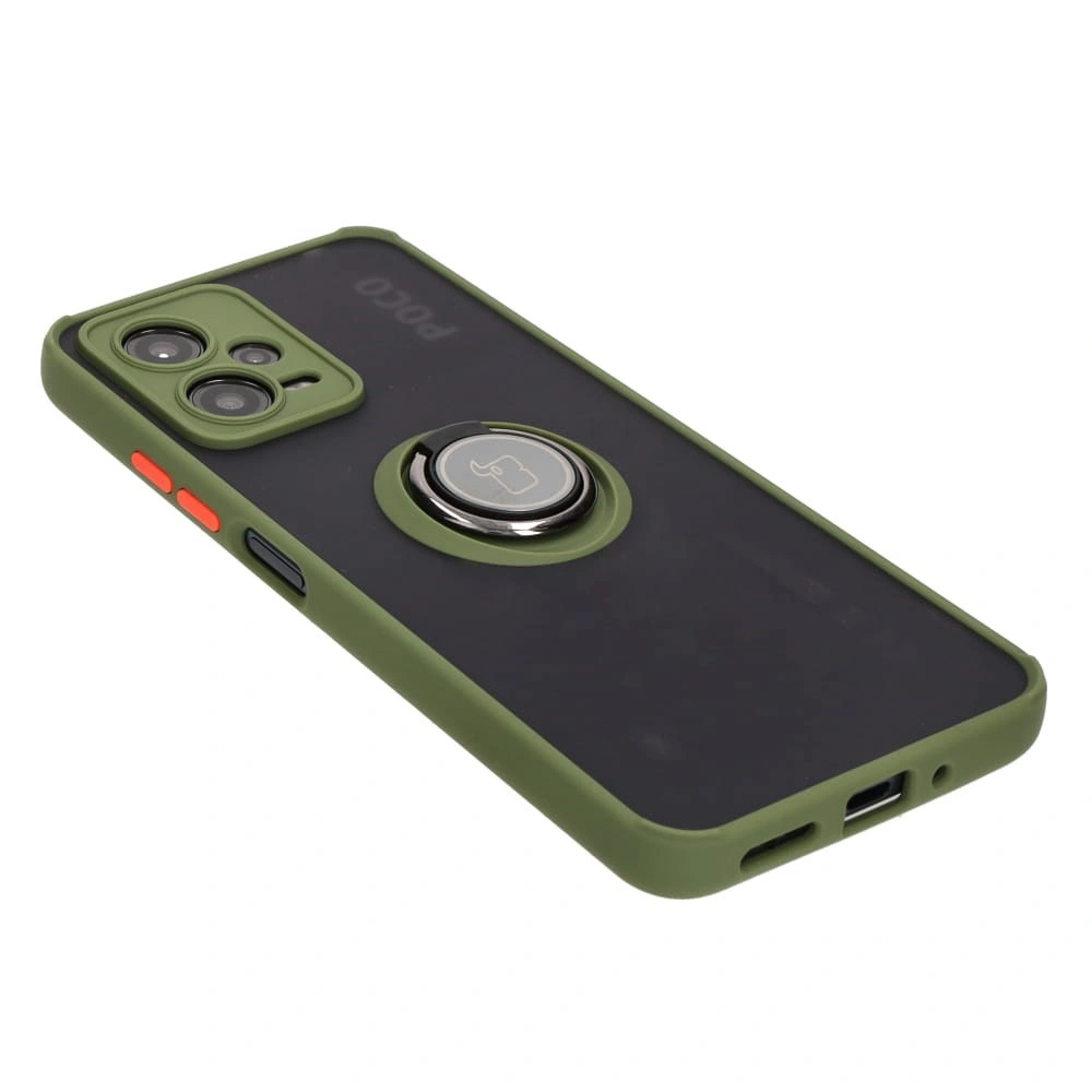 Kryt Bizon Case Hybrid Ring Xiaomi Poco X5 / Redmi Note 12 5G smoky with a green frame