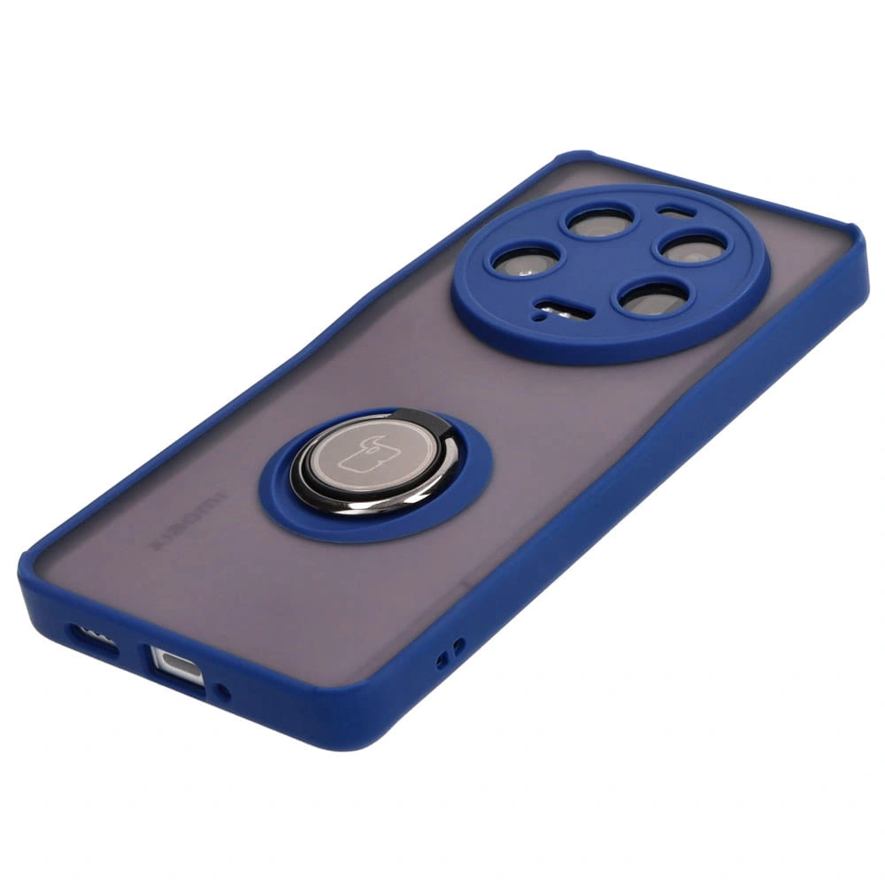 Kryt Bizon Case Hybrid Ring Xiaomi 13 Ultra smoky with a navy blue frame