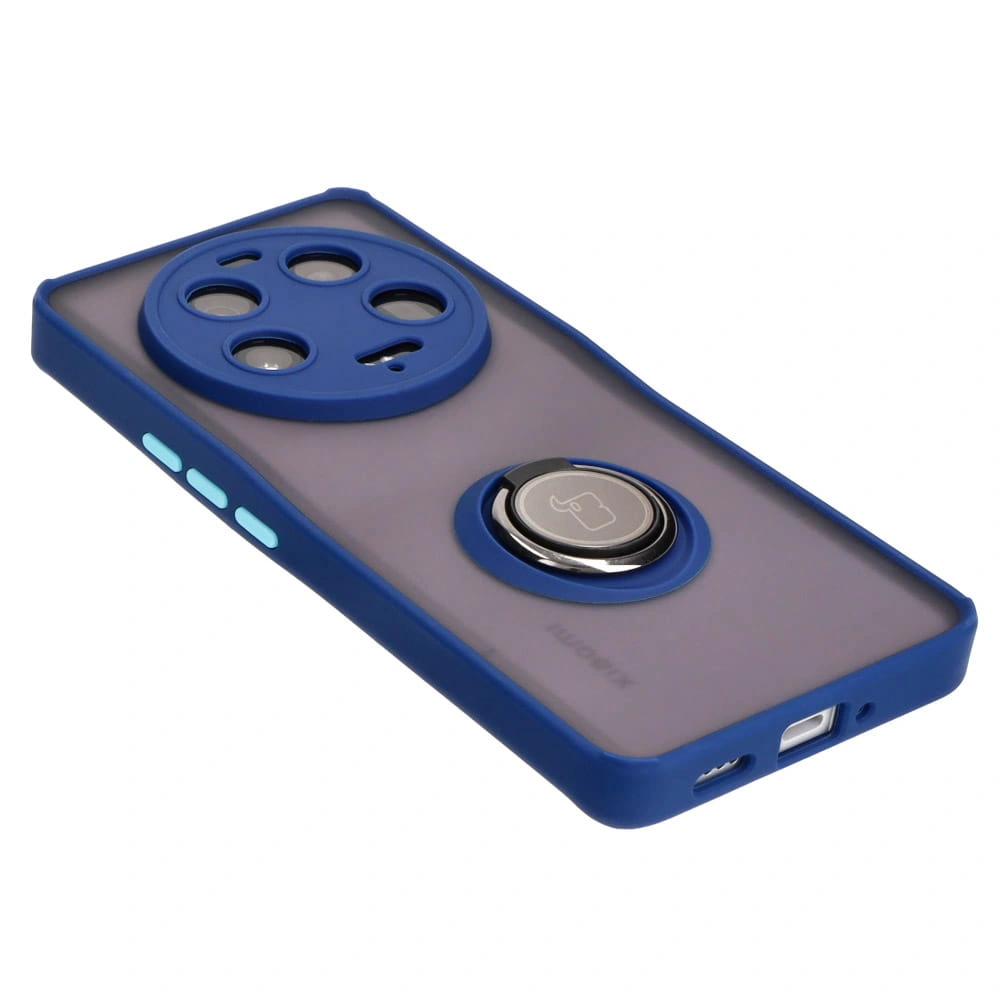 Kryt Bizon Case Hybrid Ring Xiaomi 13 Ultra smoky with a navy blue frame
