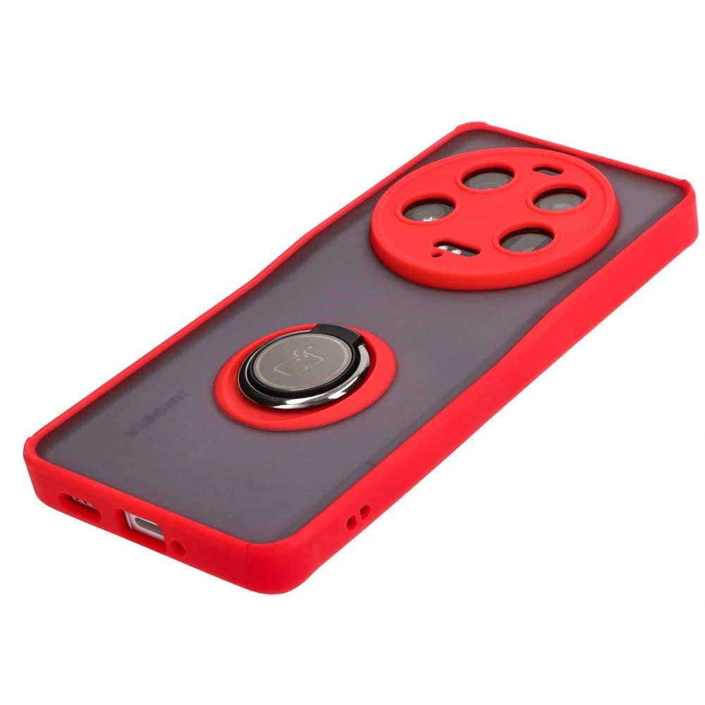 Kryt Bizon Case Hybrid Ring Xiaomi 13 Ultra smoky with a red frame