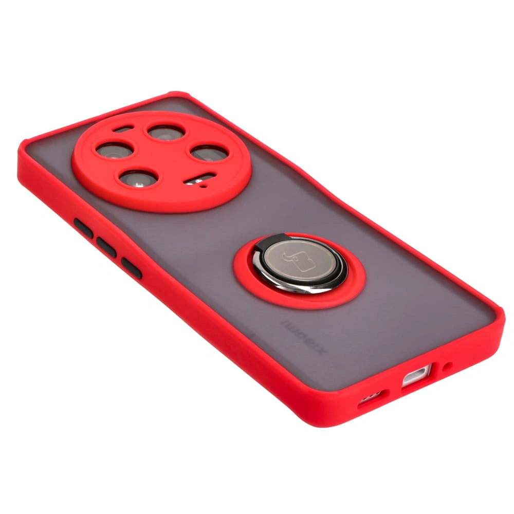 Kryt Bizon Case Hybrid Ring Xiaomi 13 Ultra smoky with a red frame
