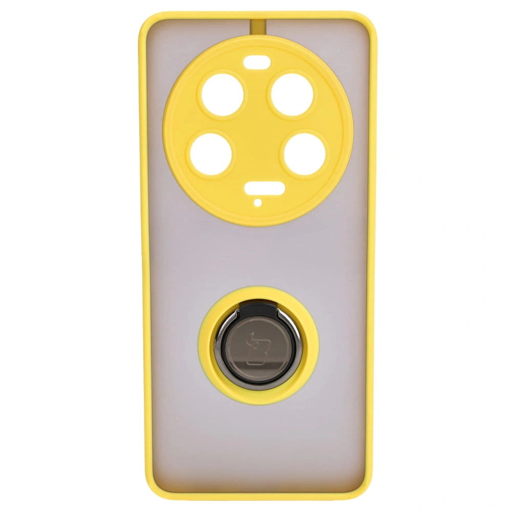 Kryt Bizon Case Hybrid Ring Xiaomi 13 Ultra smoky with a yellow frame