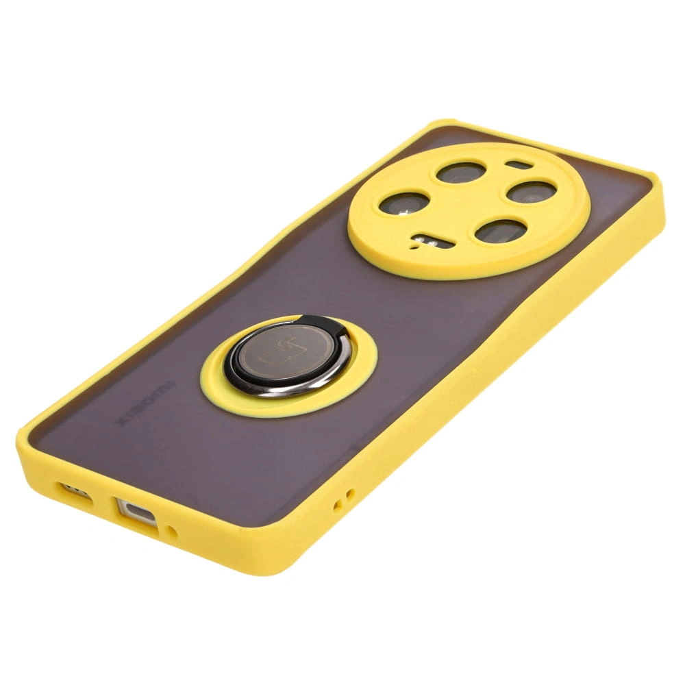 Kryt Bizon Case Hybrid Ring Xiaomi 13 Ultra smoky with a yellow frame