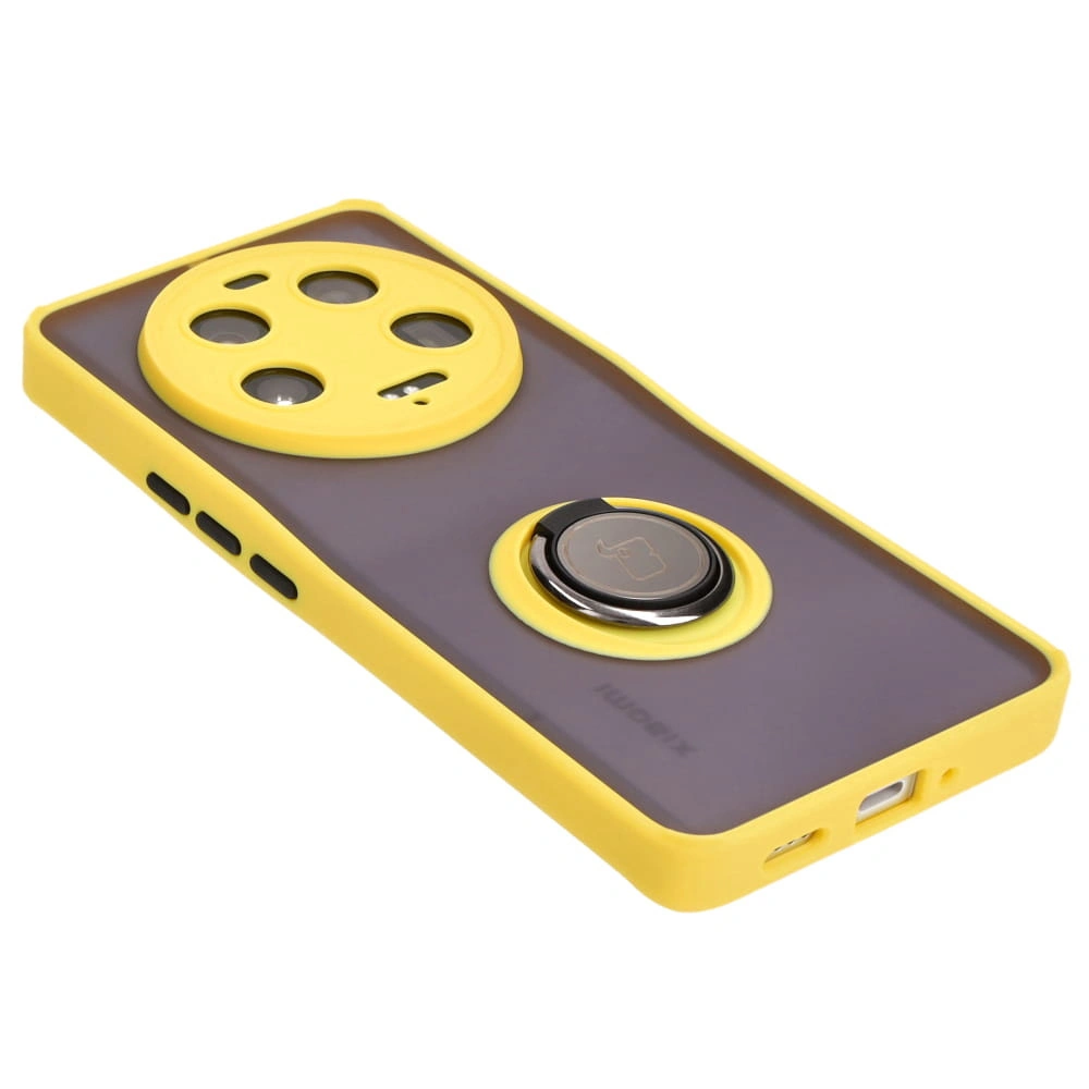 Kryt Bizon Case Hybrid Ring Xiaomi 13 Ultra smoky with a yellow frame