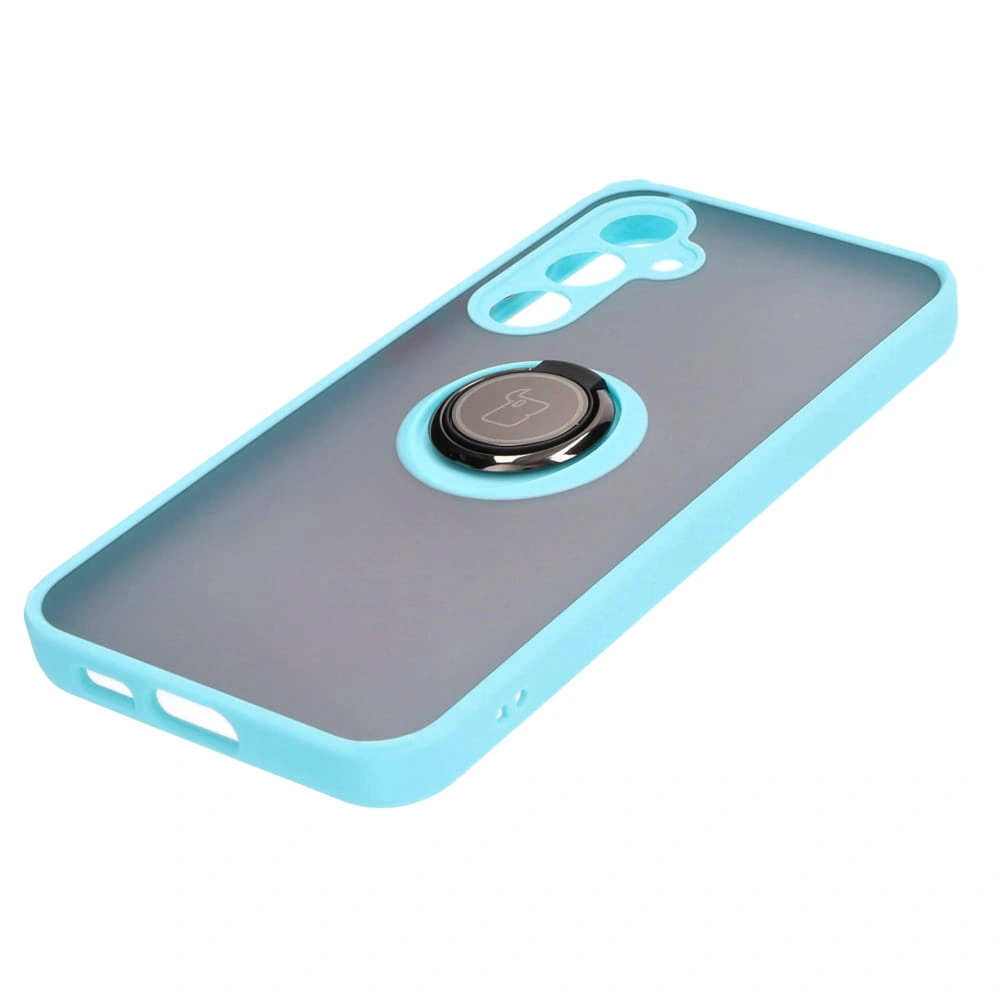 Kryt Bizon Case Hybrid Ring Samsung Galaxy S23 FE smoky with a light blue frame
