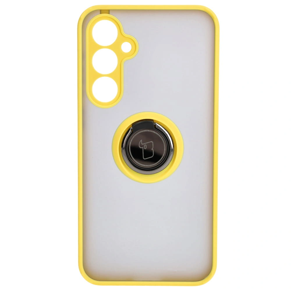 Kryt Bizon Case Hybrid Ring Samsung Galaxy S23 FE smoky with a yellow frame
