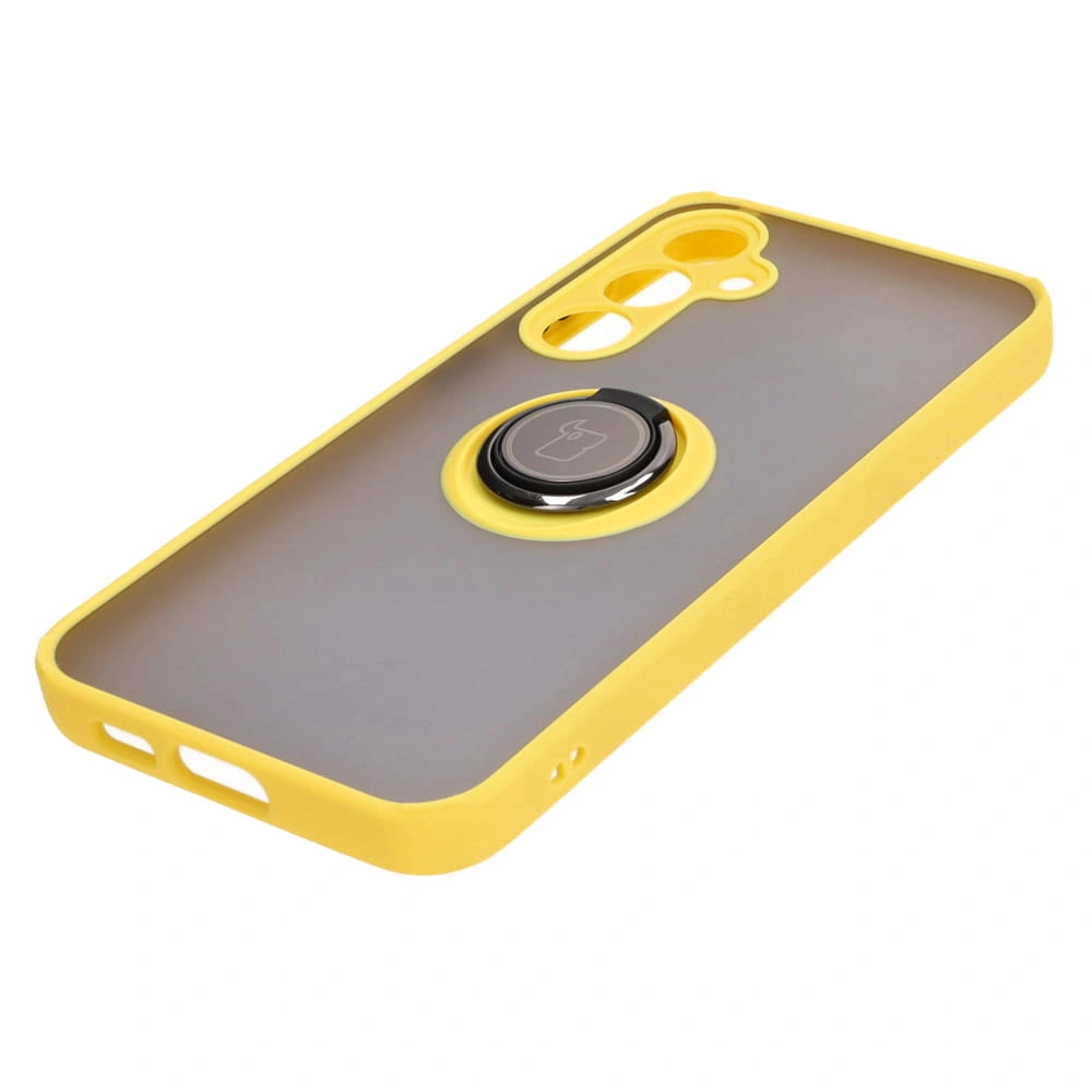 Kryt Bizon Case Hybrid Ring Samsung Galaxy S23 FE smoky with a yellow frame