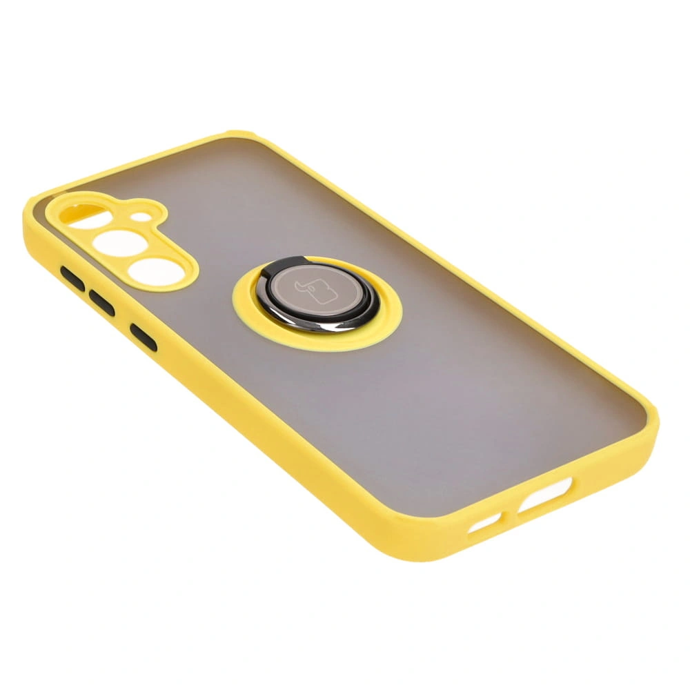 Kryt Bizon Case Hybrid Ring Samsung Galaxy S23 FE smoky with a yellow frame