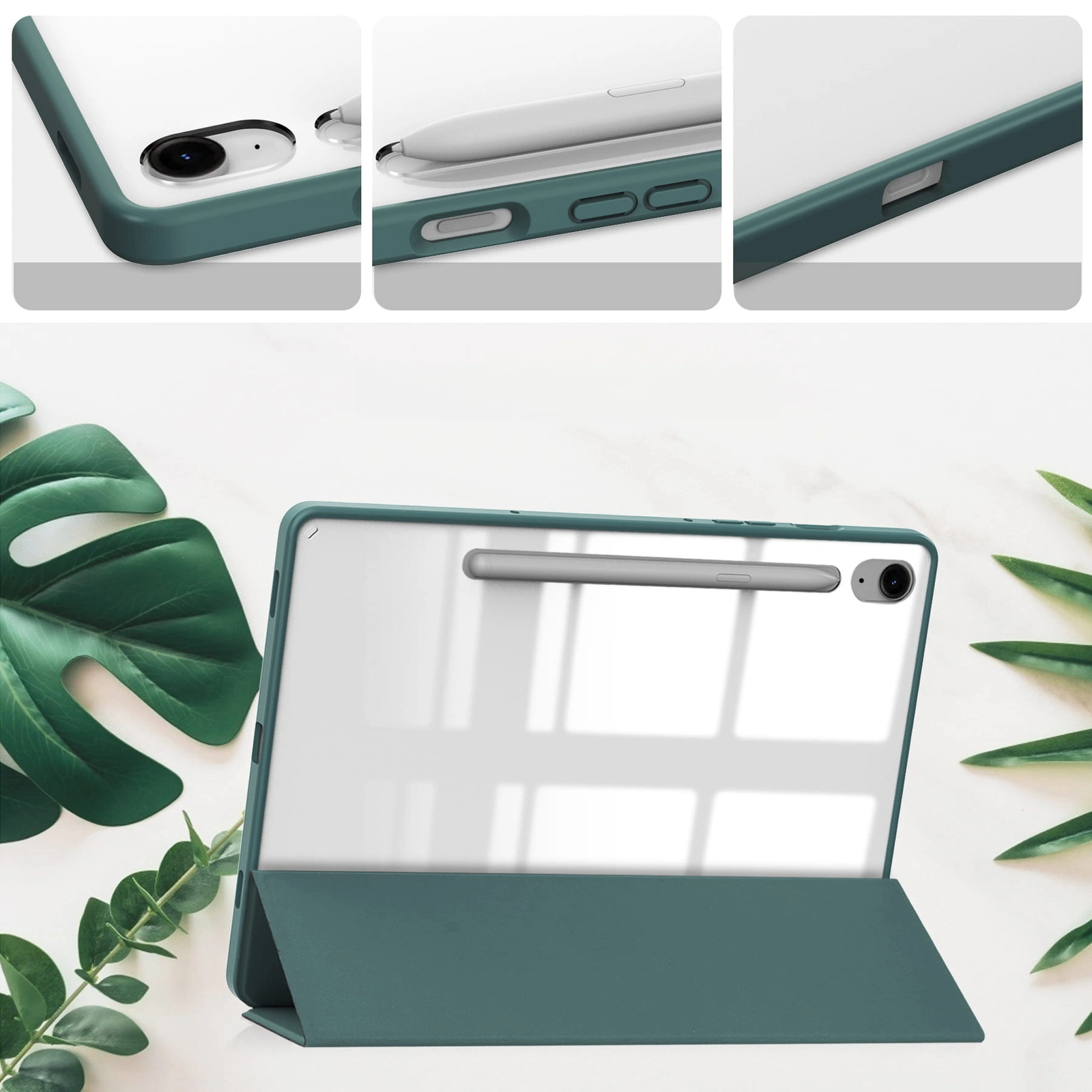 Kryt Bizon Case Tab Clear Matt Samsung Galaxy Tab S9 / S9 FE dark green