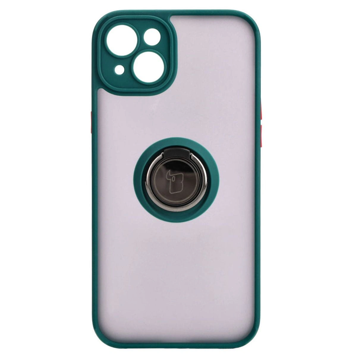 Kryt Bizon Case Hybrid Ring Apple iPhone 15 Plus smoky with a dark green frame
