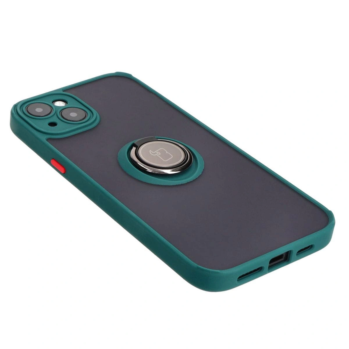 Kryt Bizon Case Hybrid Ring Apple iPhone 15 Plus smoky with a dark green frame