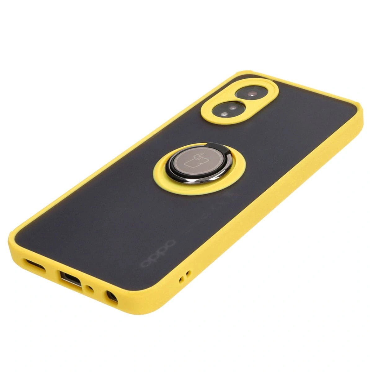 Kryt Bizon Case Hybrid Ring Oppo A38 4G smoky with a yellow frame